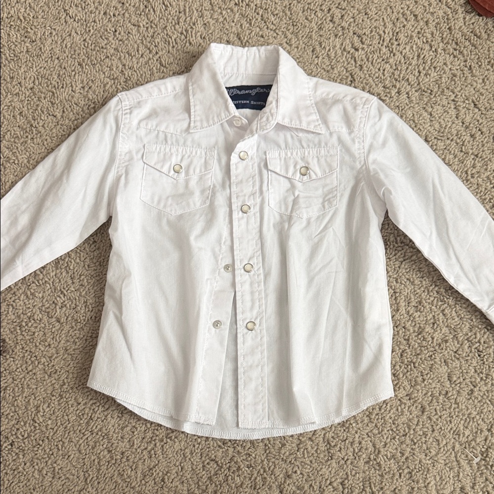 Wrangler-White Kids Pearl snap shirt